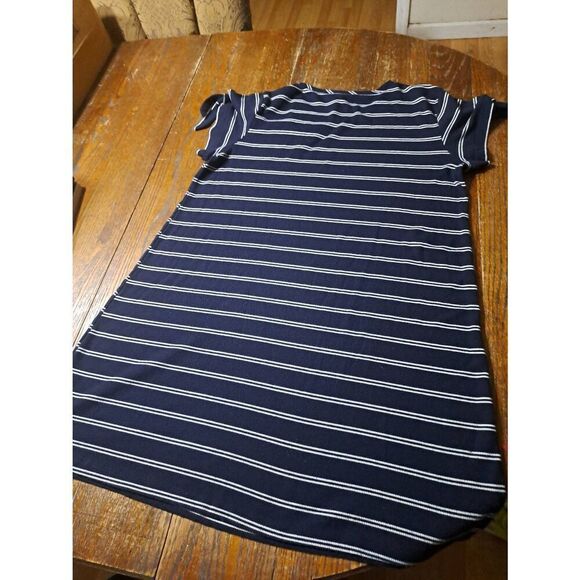XL Lauren Conrad Blue White Striped Casual Short Sleeve Dress - Picture 4 of 4
